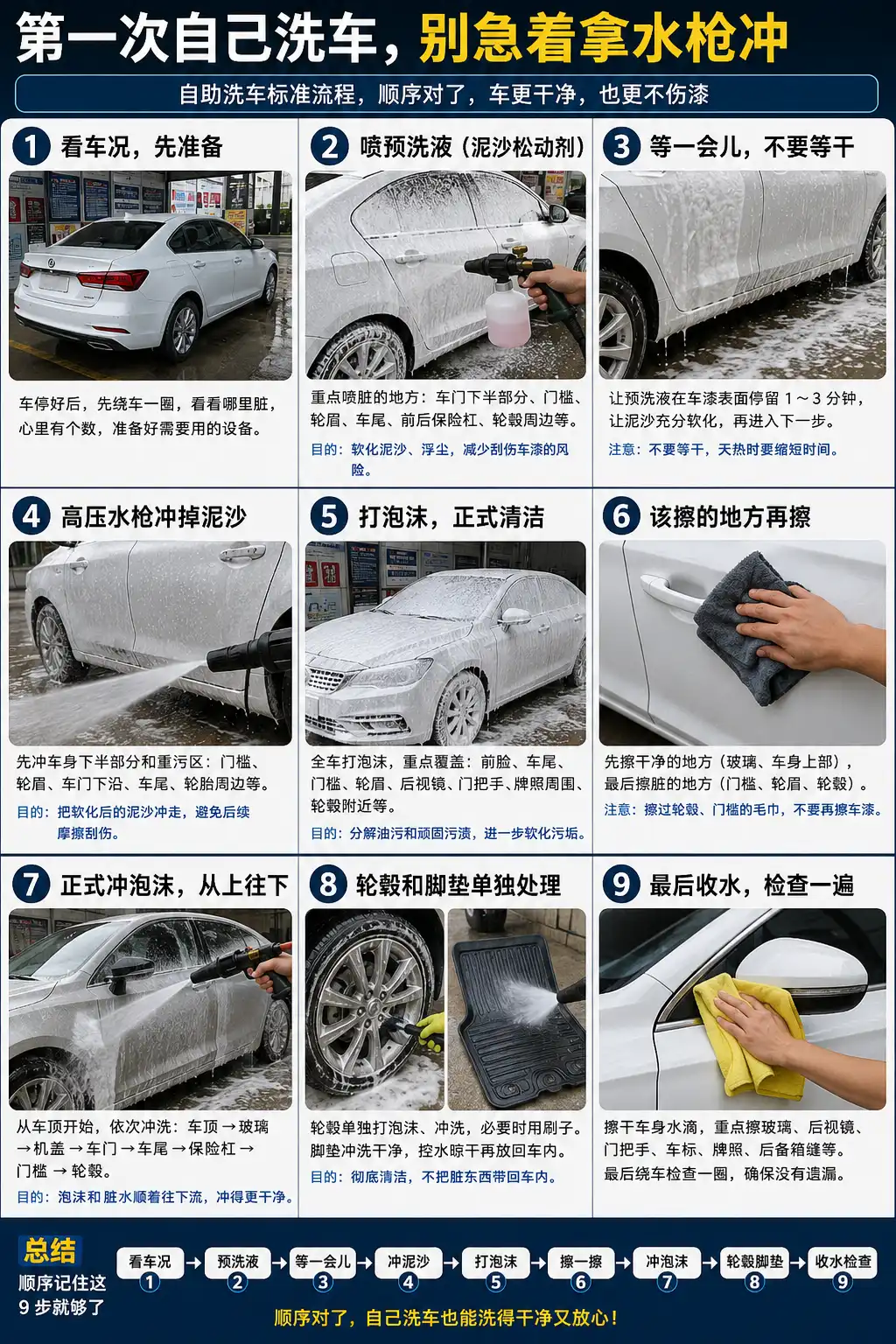 第一次自己洗车，别急着拿水枪冲