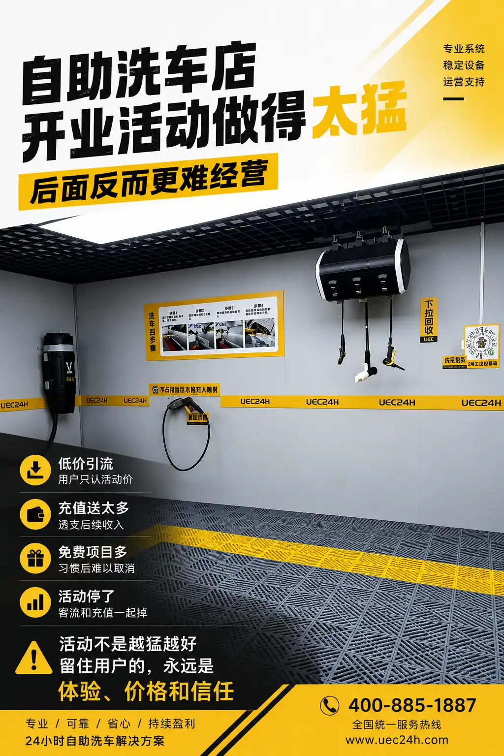 自助洗车店开业活动做得太猛，后面反而更难经营